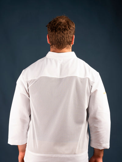 Chaqueta de cocina - blanca - hombre - detalles dorados