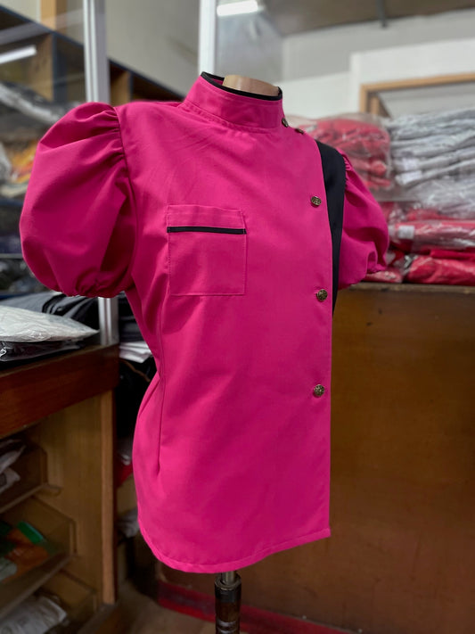 Chaqueta de cocina - pastelería - fucsia con negro - mujer