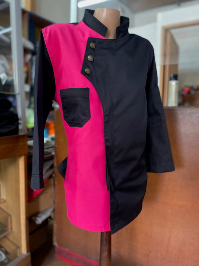 Chaqueta de cocina - negra - con - fucsia - unisex