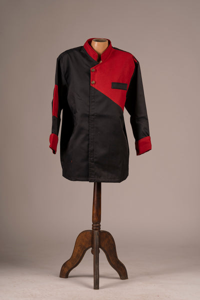 Chaqueta de cocina - unisex - negra con rojo