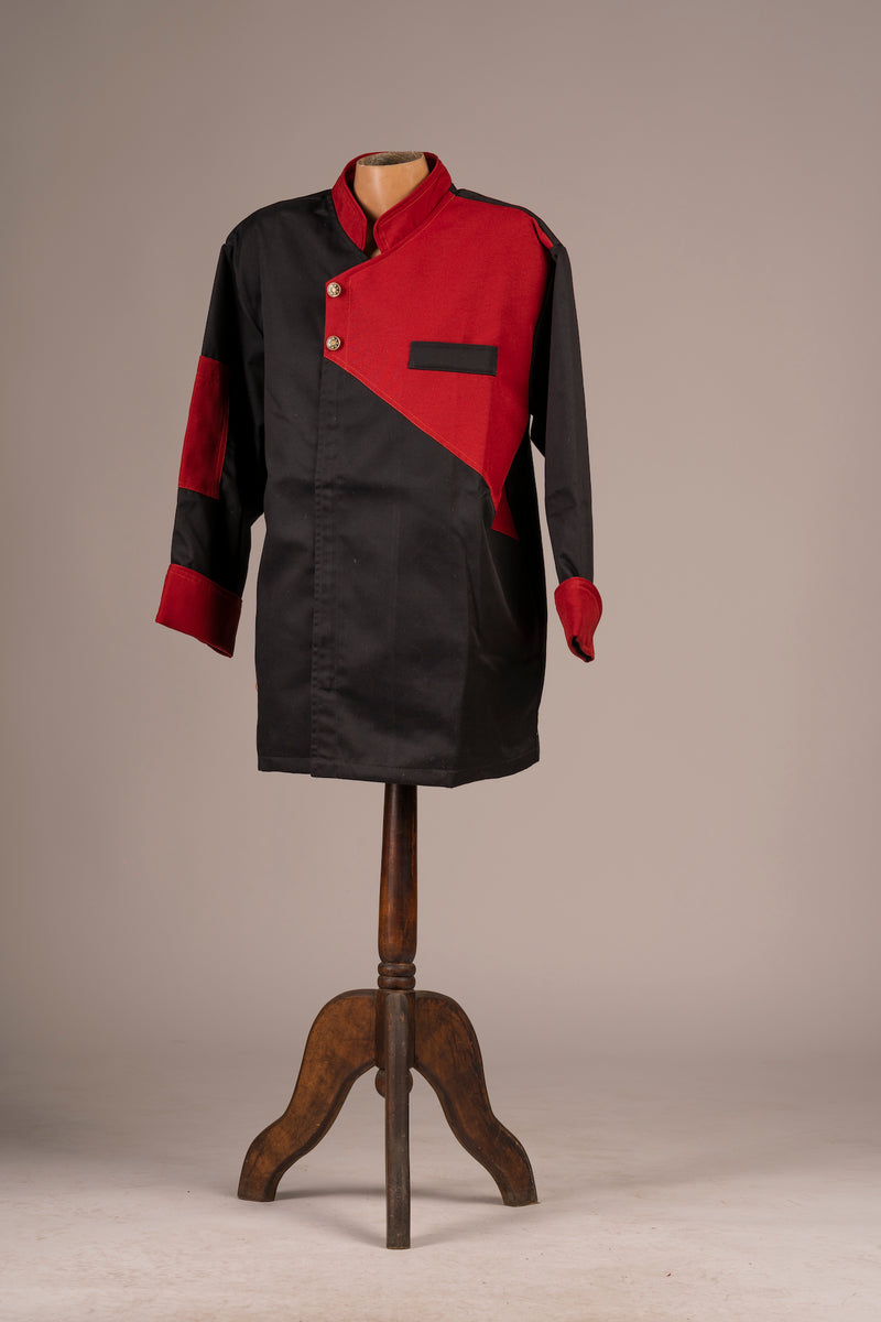 Chaqueta de cocina - unisex - negra con rojo