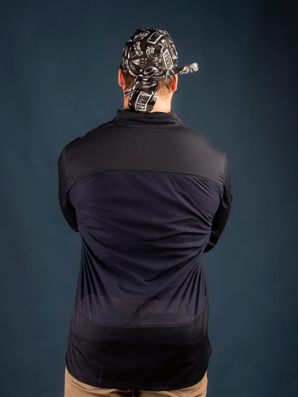 Chaqueta de cocina - hombre - cierre - azul oscuro - diseño largo