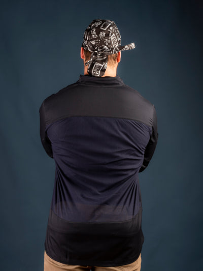 Chaqueta de cocina - hombre - cierre - azul oscuro - diseño largo