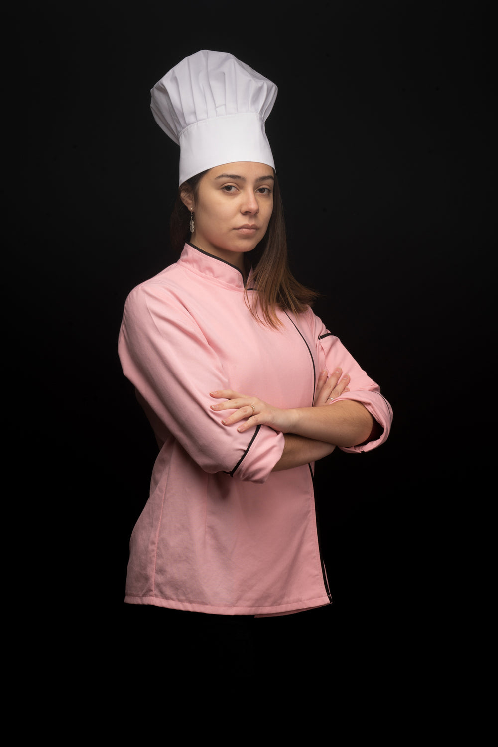 Chaqueta de cocina - pastelería - mujer - rosada - con cierre