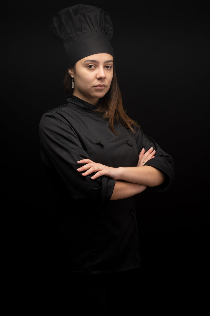 Chaqueta de cocina - negra - mujer - botones - clásica