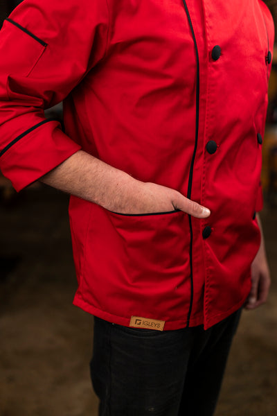 Chaqueta de cocina - roja - hombre - botones negros