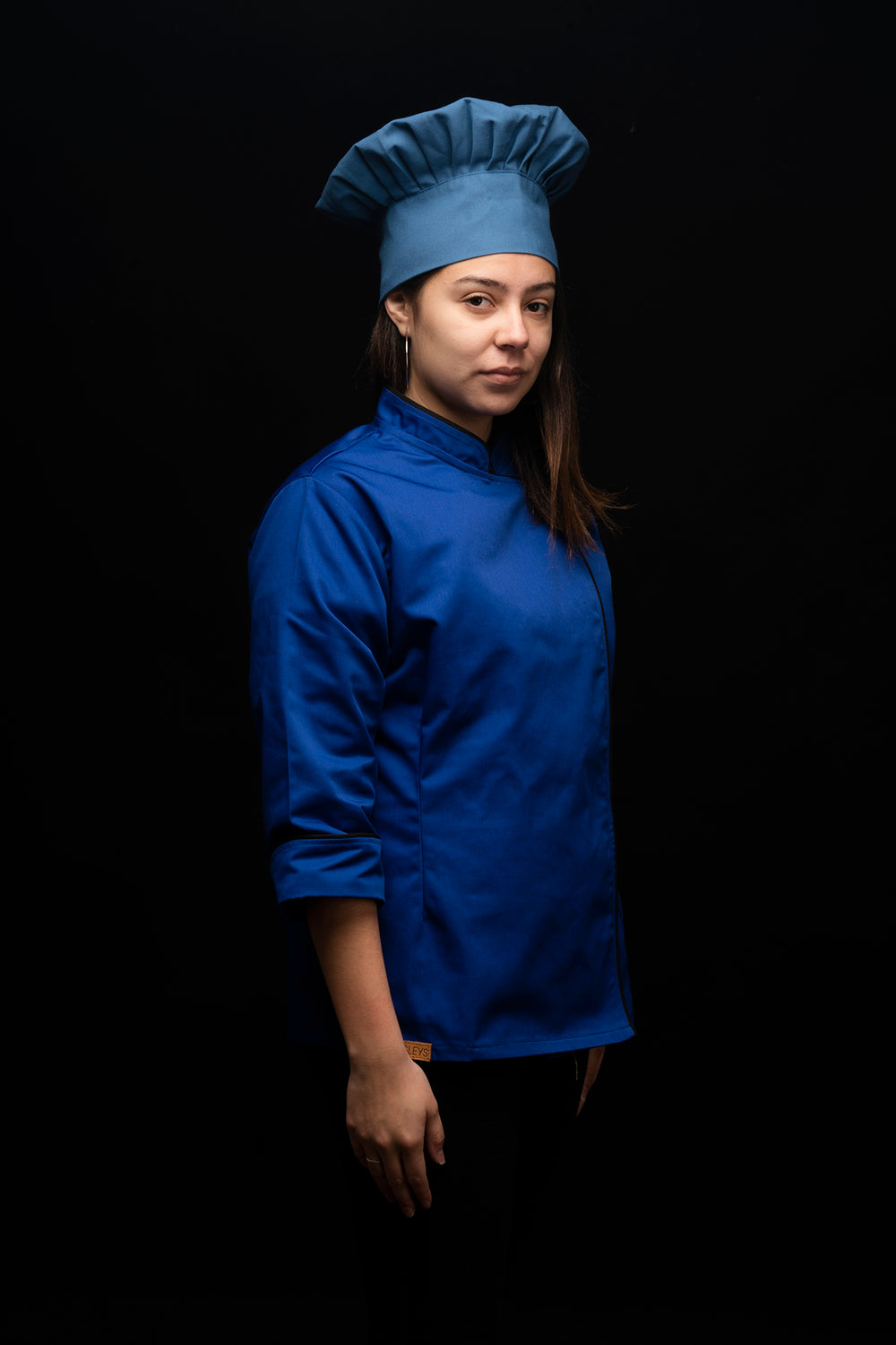 Chaqueta de cocina - azul - con cierre - mujer