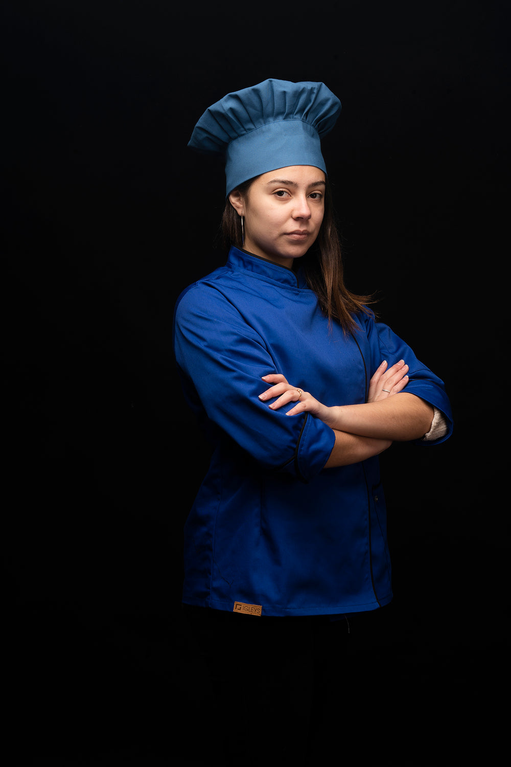 Chaqueta de cocina - azul - con cierre - mujer