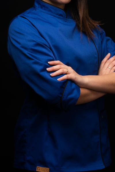 Chaqueta de cocina - azul - con cierre - mujer