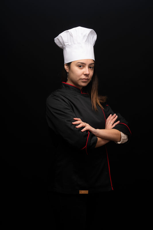 Chaqueta de cocina - negra - mujer - con cierre