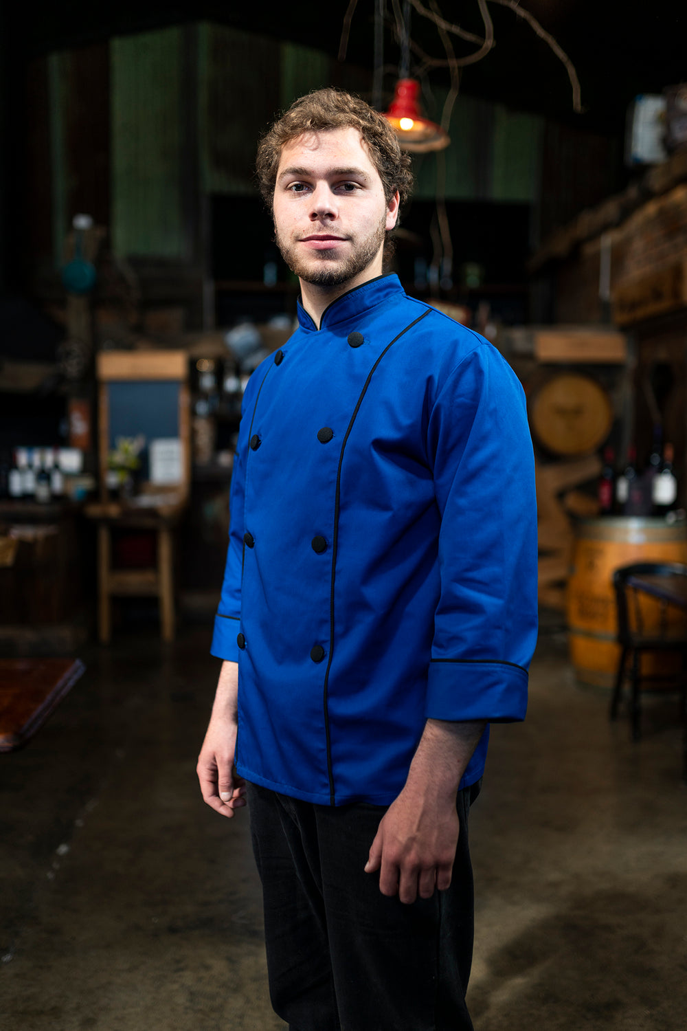 Chaqueta de cocina - azul claro - hombre - botones negros