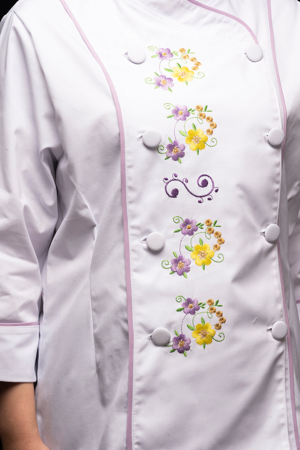 Chaqueta de cocina - mujer - blanca - diseño bordado frontal