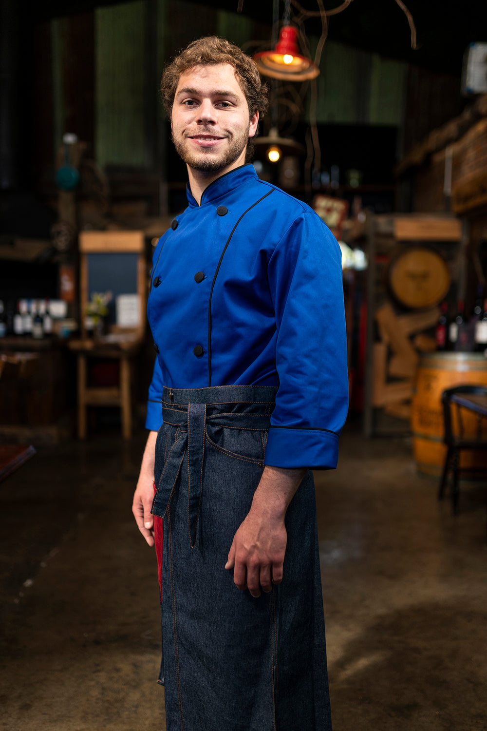 Chaqueta de cocina - azul claro - hombre - botones negros