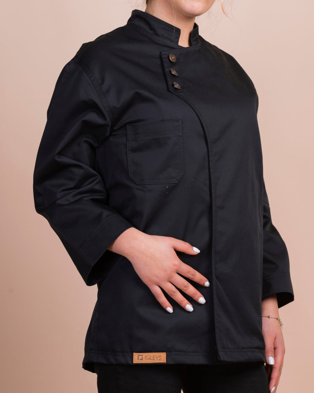 Chaqueta de cocina - mujer - negra -  cierre - Chic
