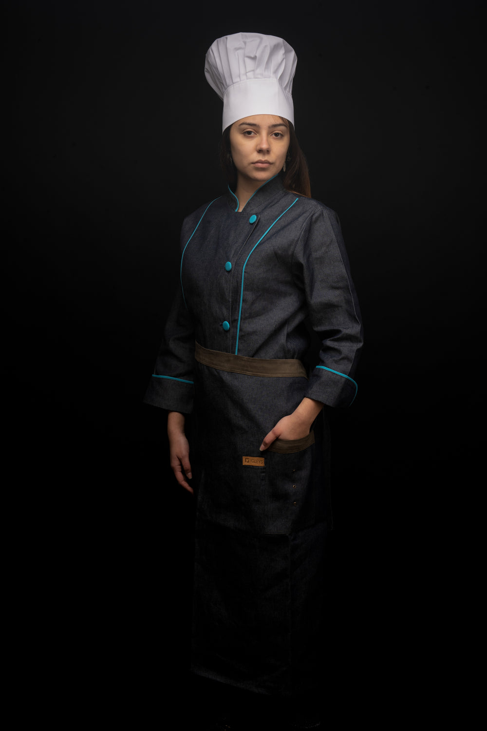Mandil de cocina - unisex - café - corto