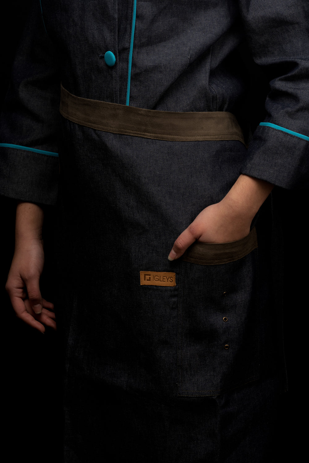 Mandil de cocina - unisex - café - corto