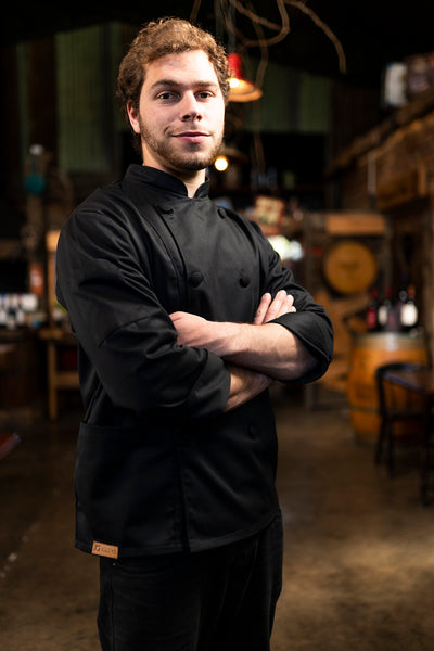 Chaqueta de cocina - negra - hombre - con botones
