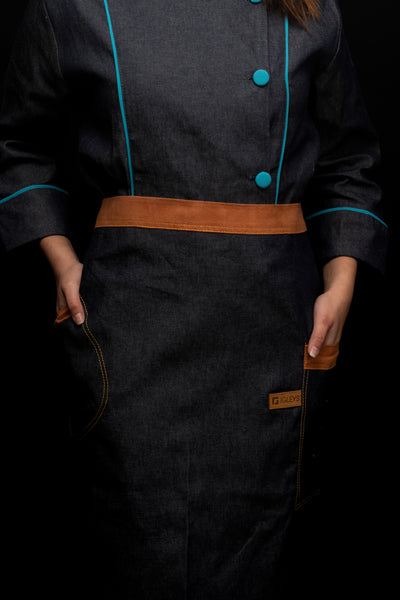 Mandil de cocina - unisex - detalles en damazco - largo