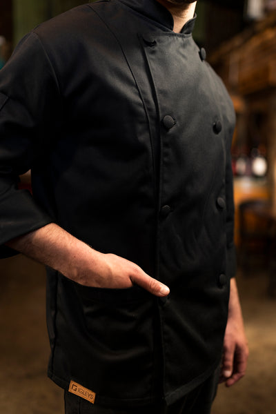 Chaqueta de cocina - negra - hombre - con botones