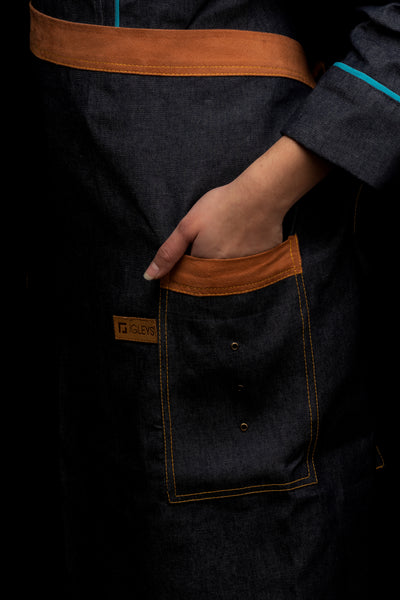 Mandil de cocina - unisex - detalles en damazco - largo