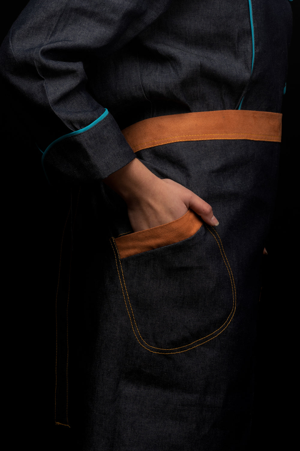Mandil de cocina - unisex - detalles en damazco - largo