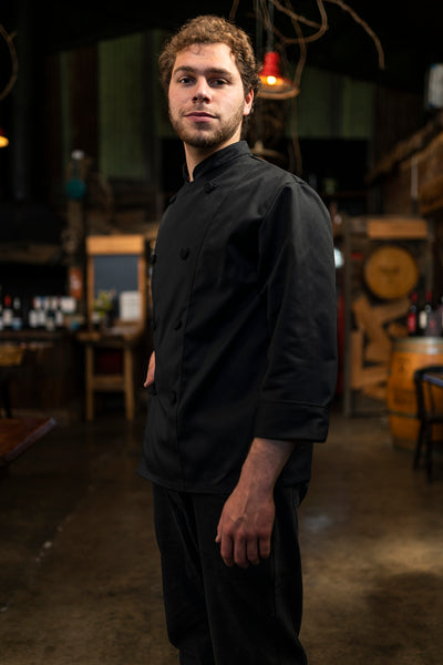 Chaqueta de cocina - negra - hombre - con botones