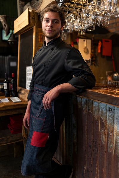 Chaqueta de cocina - negra - hombre - con botones