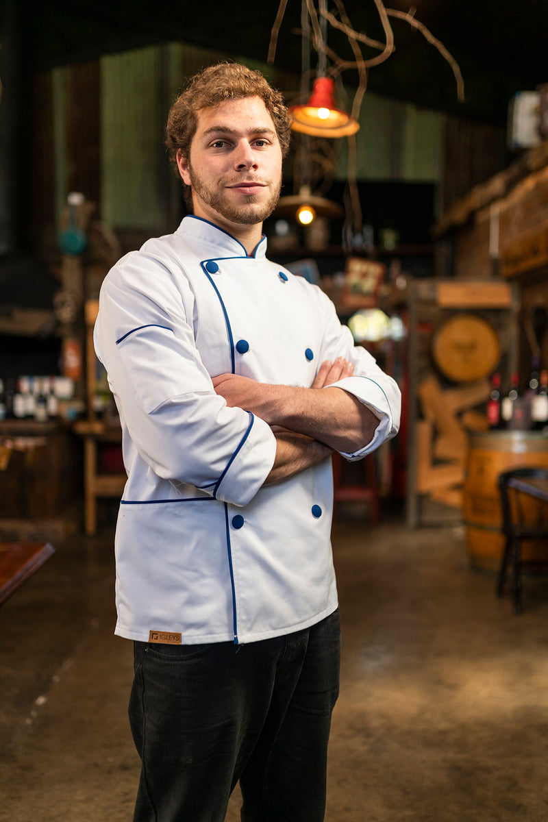 Chaqueta de cocina - blanca - hombre - botones azules