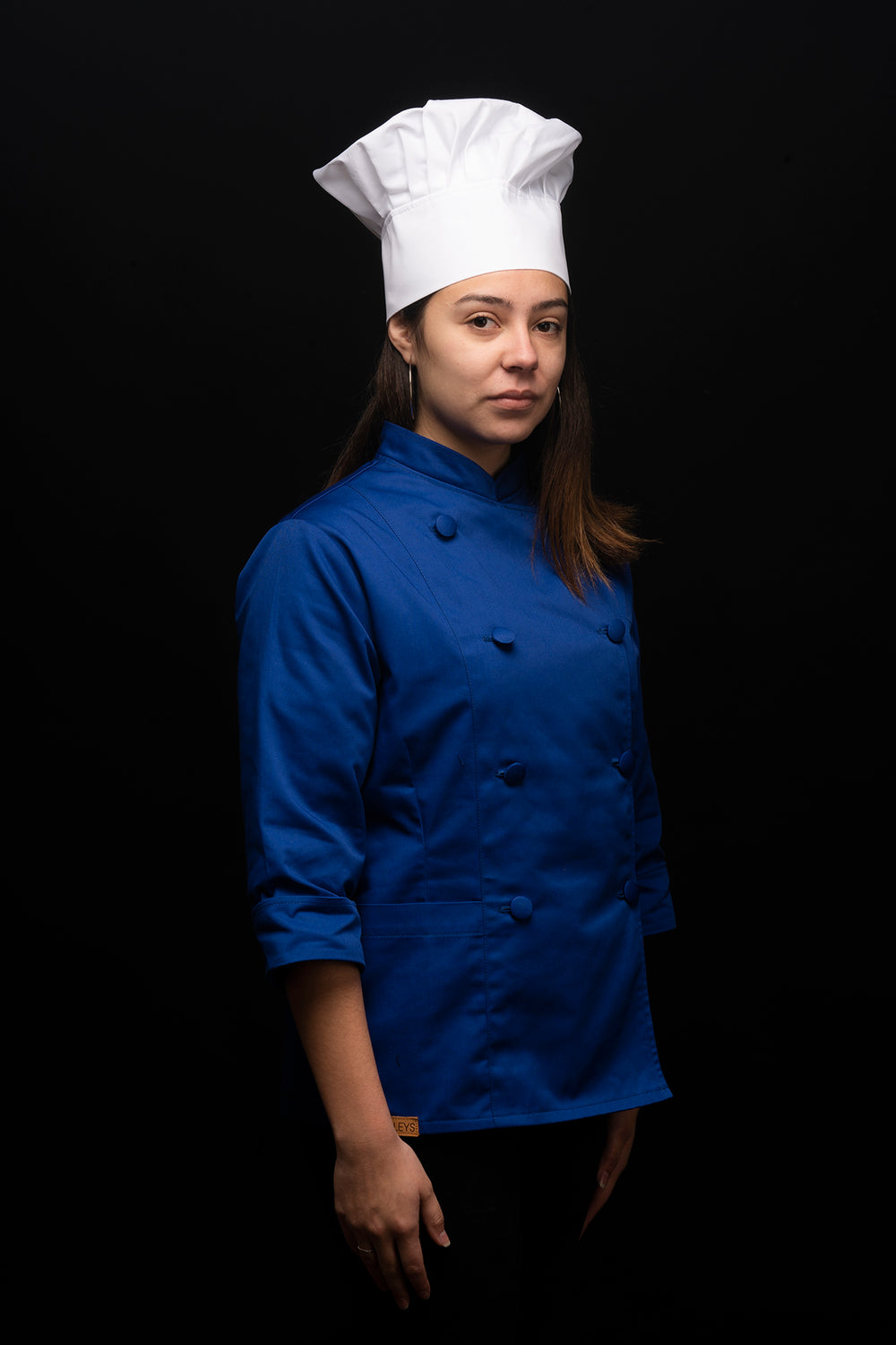 Chaqueta de cocina - azul - botones azules - mujer