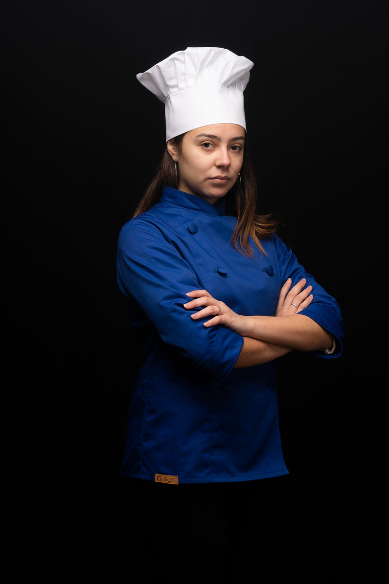 Chaqueta de cocina - azul - botones azules - mujer