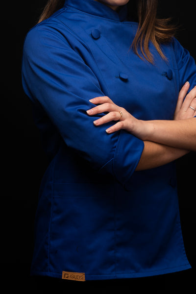 Chaqueta de cocina - azul - botones azules - mujer
