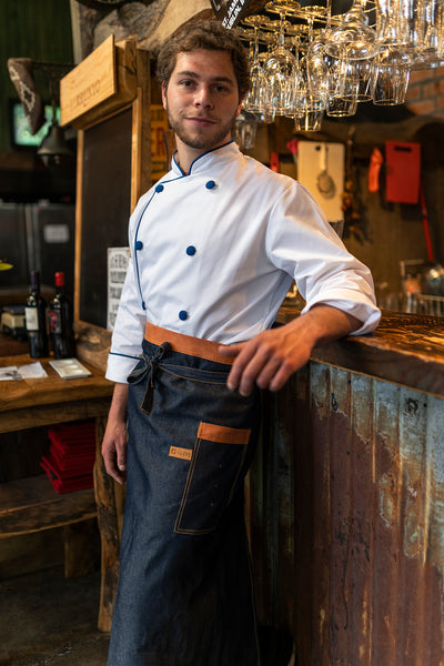 Chaqueta de cocina - blanca - hombre - botones azules