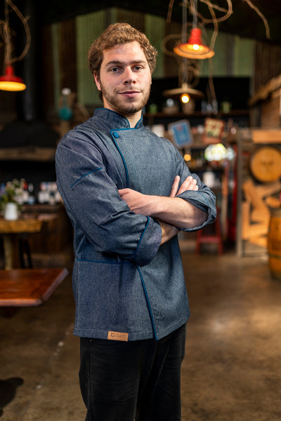 Chaqueta de cocina - mezclilla - hombre - con cierre