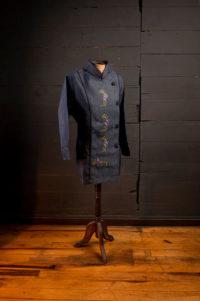 Chaqueta de cocina - mezclilla - flores - lavender