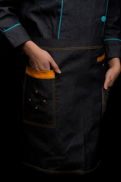 Mandil de cocina - unisex - detalles en naranjo