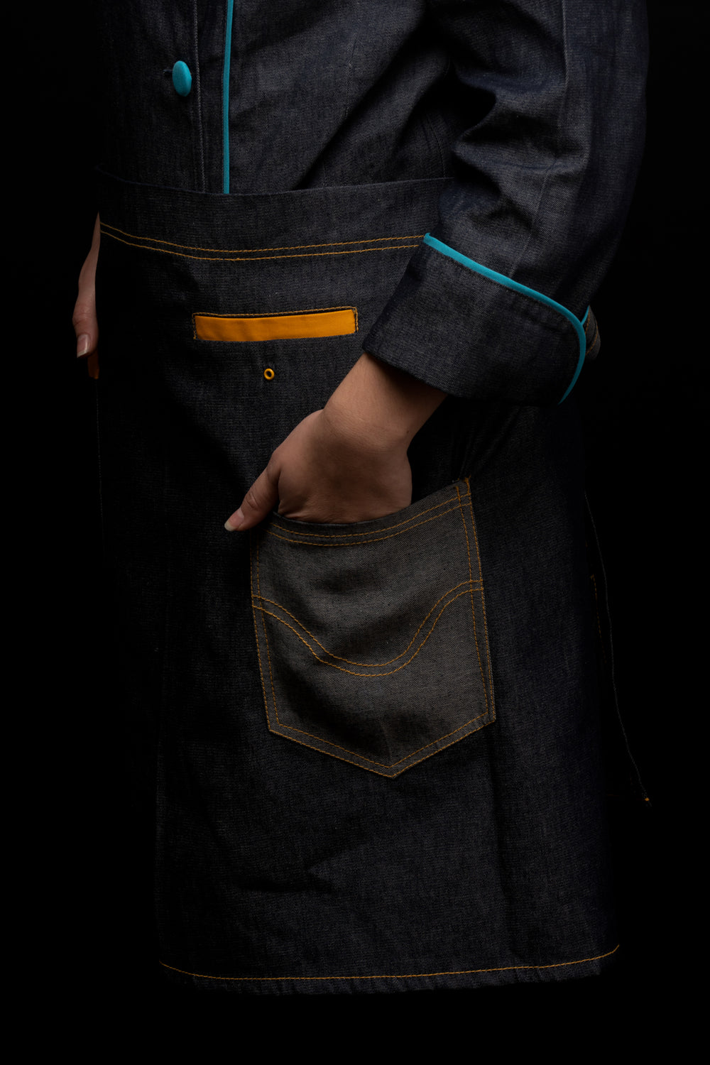 Mandil de cocina - unisex - detalles en naranjo