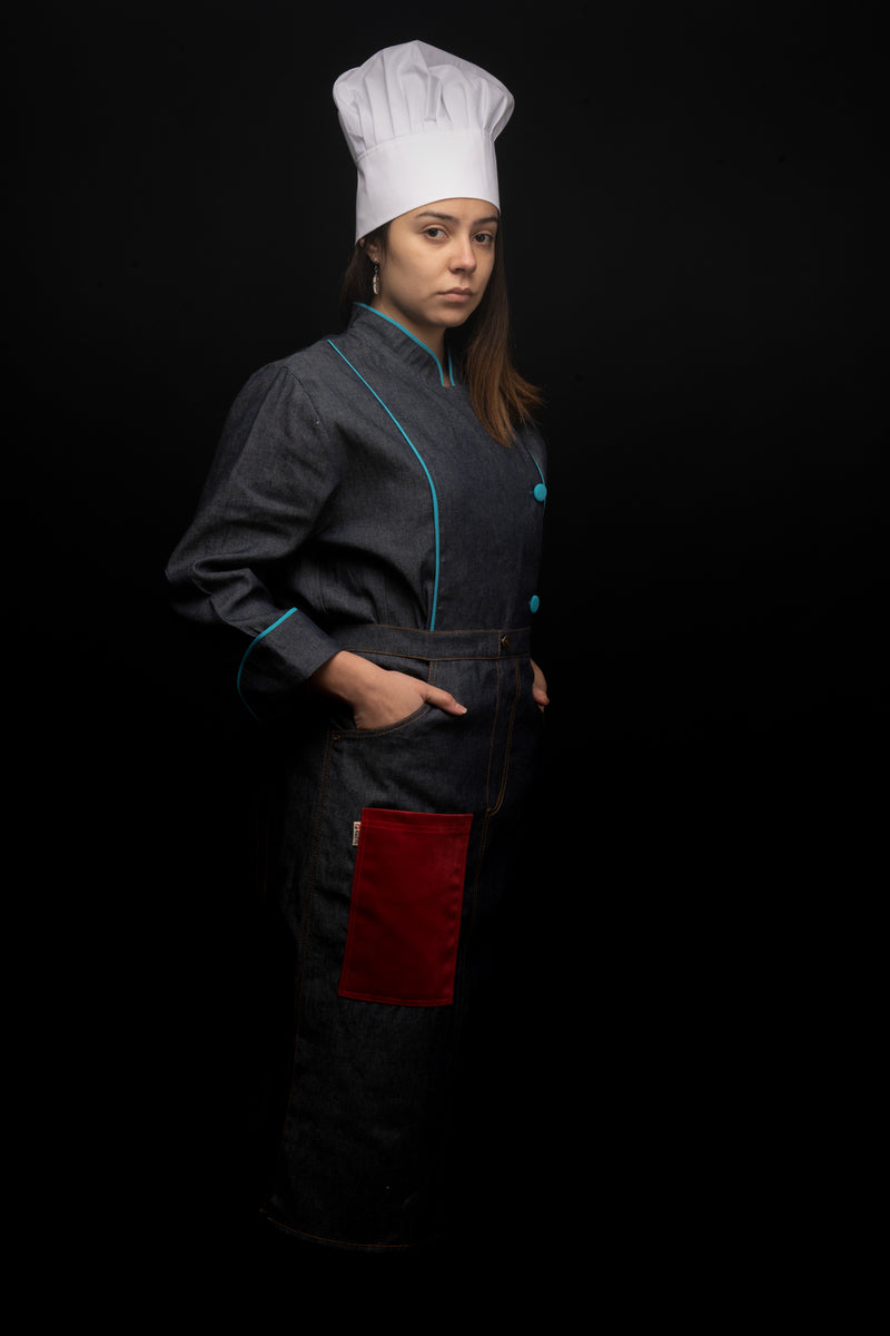 Mandil de cocina - unisex - detalles en rojo - medio