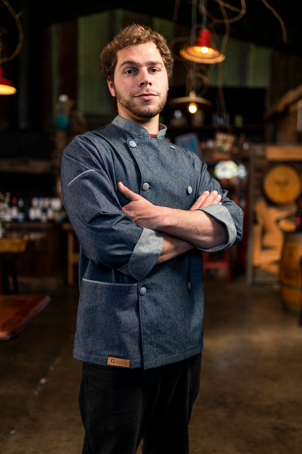 Chaqueta de cocina - mezclilla - hombre - botones de mezclilla