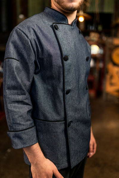 Chaqueta de cocina - mezclilla - hombre - botones negros