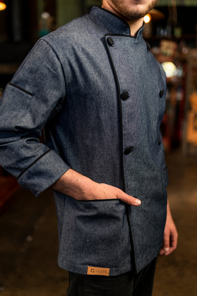 Chaqueta de cocina - mezclilla - hombre - botones negros