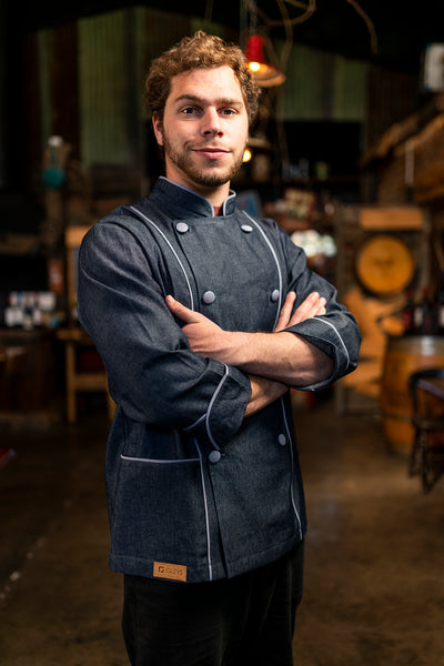 Chaqueta de cocina - mezclilla - hombre - botones grises