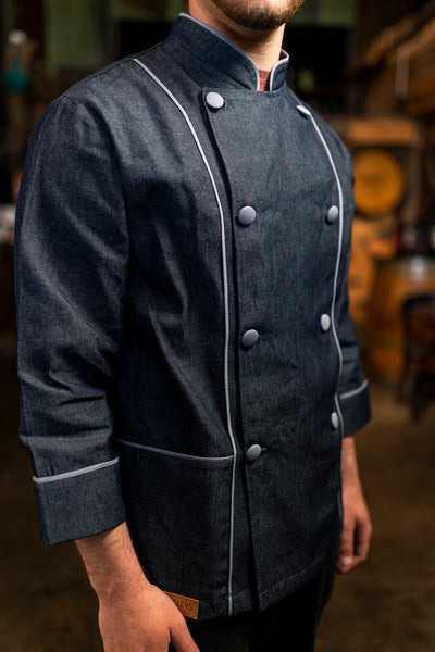 Chaqueta de cocina - mezclilla - hombre - botones grises
