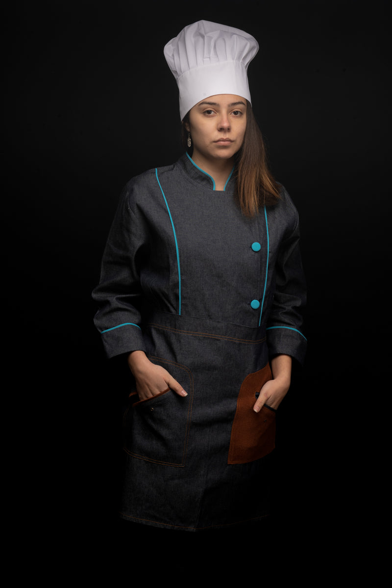Mandil de cocina - unisex - detalles café oscuro
