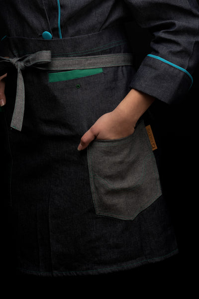 Mandil de cocina - unisex - detalles en color esmeralda