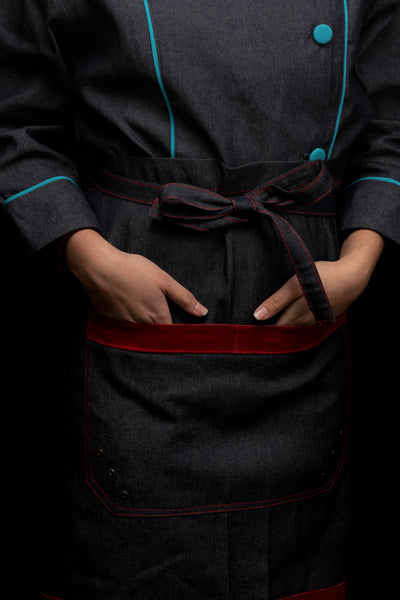 Mandil de cocina - unisex - detalles en rojo