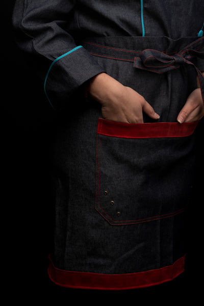Mandil de cocina - unisex - detalles en rojo