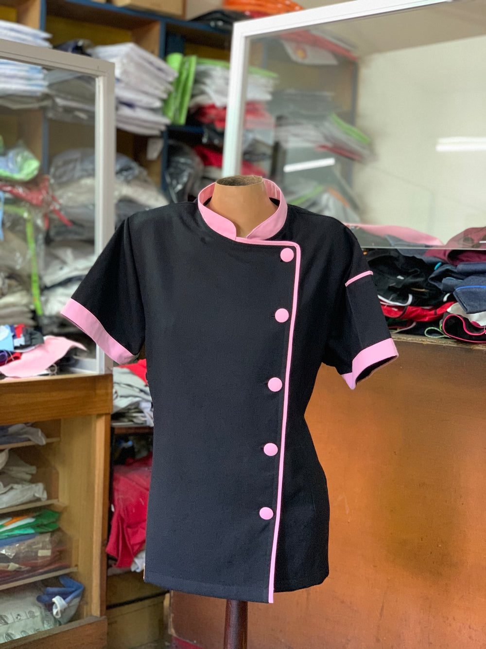 Chaqueta de cocina - mujer - negra - dolce